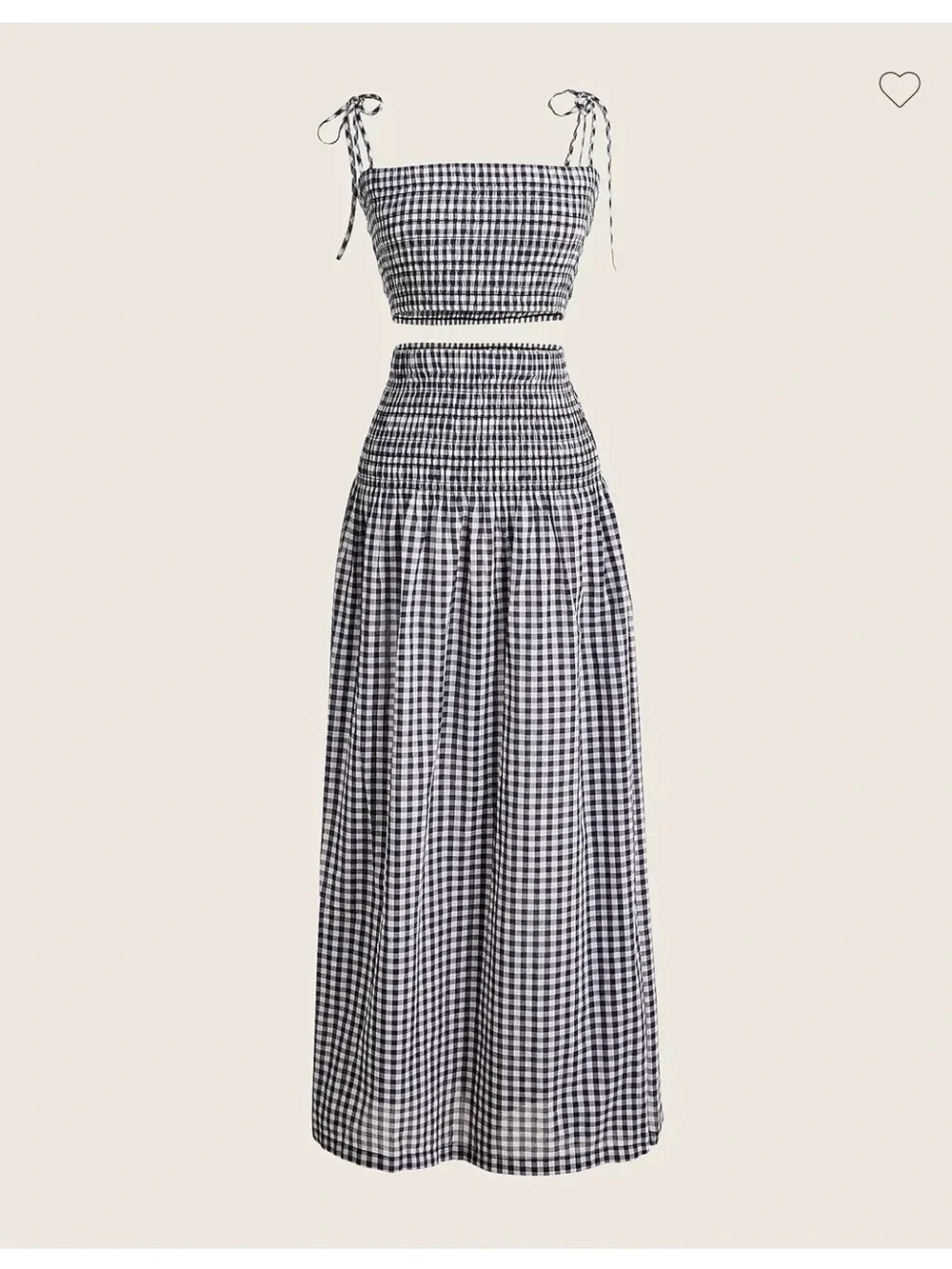NWT 🆕 J.Crew Navy-and-White Gingham Maxi Skirt with Smocked Waist - Picture 1 of 6